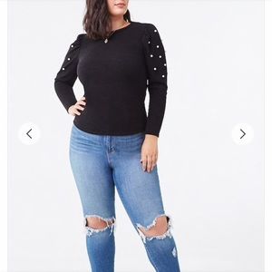 ☘️LAST CHANCE!! Plus Size Faux Pearl Top